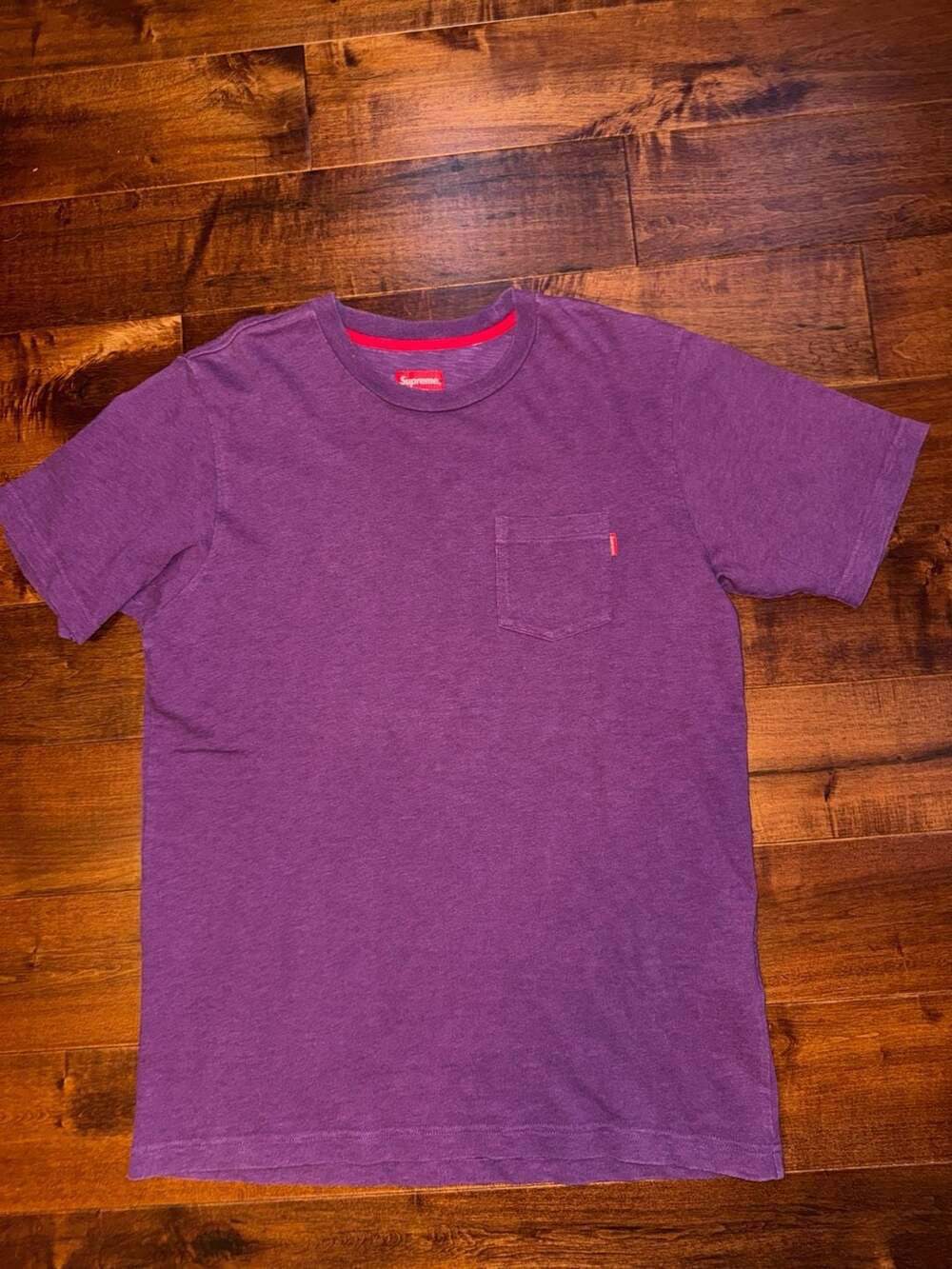 Supreme Heather Purple Pocket T-Shirt Medium